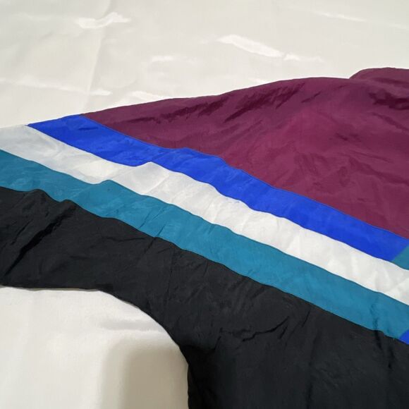 VTG 90S Jacket Mens L Windbreaker Colorblock Striped Full Zip Aviat Sportif - Picture 12 of 13